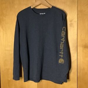 Carhartt Navy Long Sleeve Tee with Gold Logo